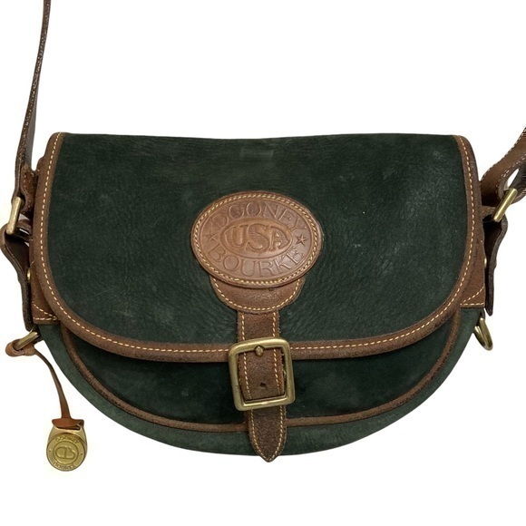 Dooney and Bourke rare purse green nubuck brown leather - Picture 1 of 14
